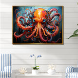 Octopus Expressionist Abyss - Octopus Framed Canvas Art