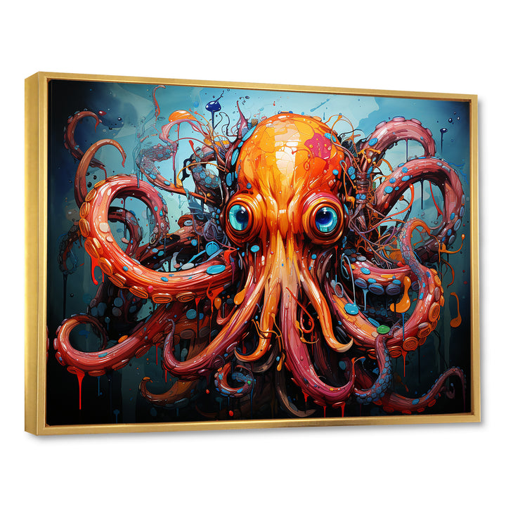 Octopus Expressionist Abyss - Octopus Framed Canvas Art