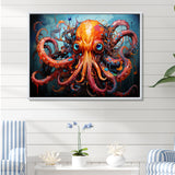 Octopus Expressionist Abyss - Octopus Framed Canvas Art
