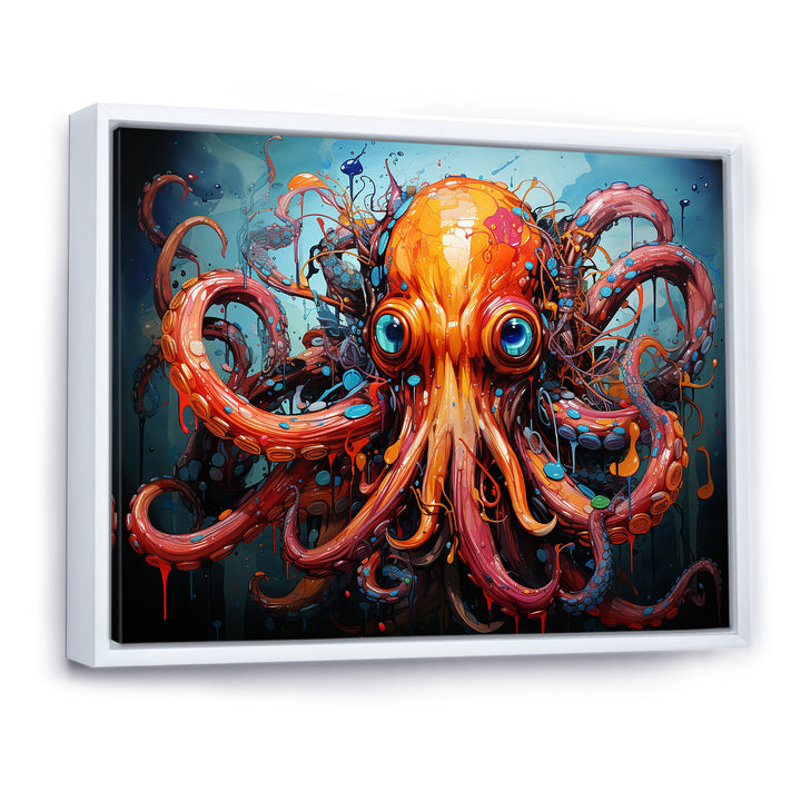 Octopus Expressionist Abyss - Octopus Framed Canvas Art