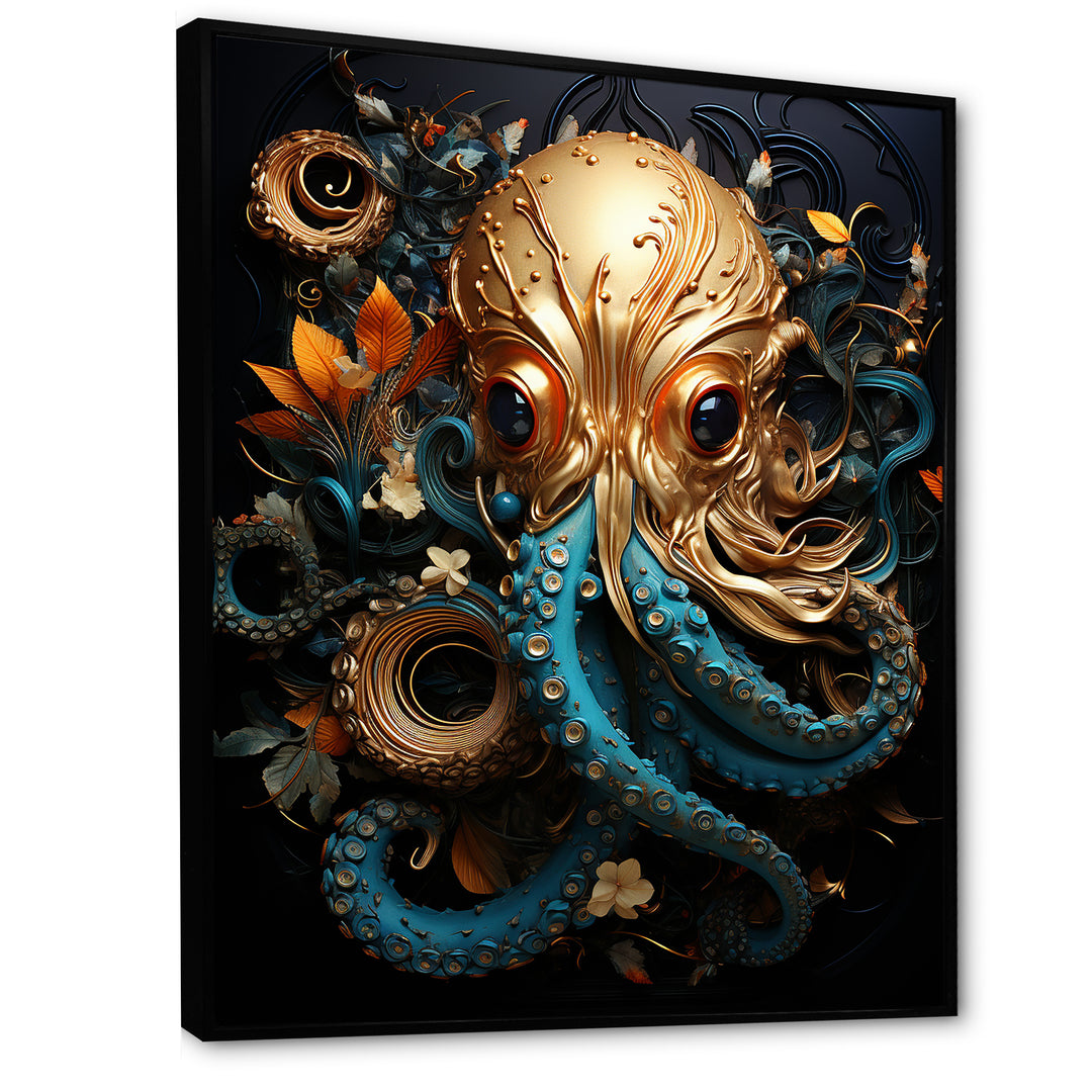 Octopus Golden Underwater - Octopus Home Decor Art