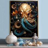 Octopus Golden Underwater - Octopus Home Decor Art