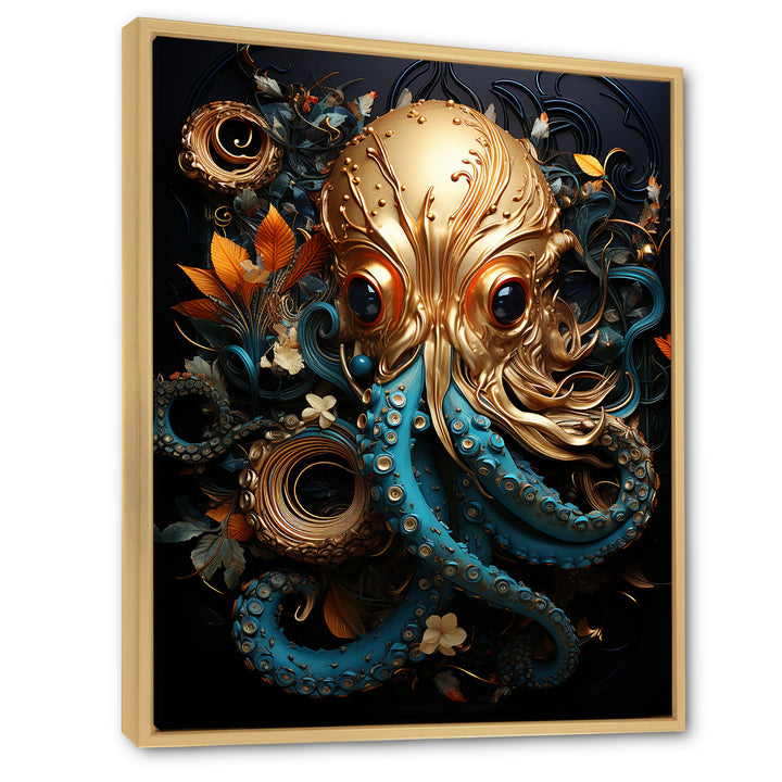 Octopus Golden Underwater - Octopus Home Decor Art