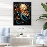 Octopus Golden Underwater - Octopus Home Decor Art