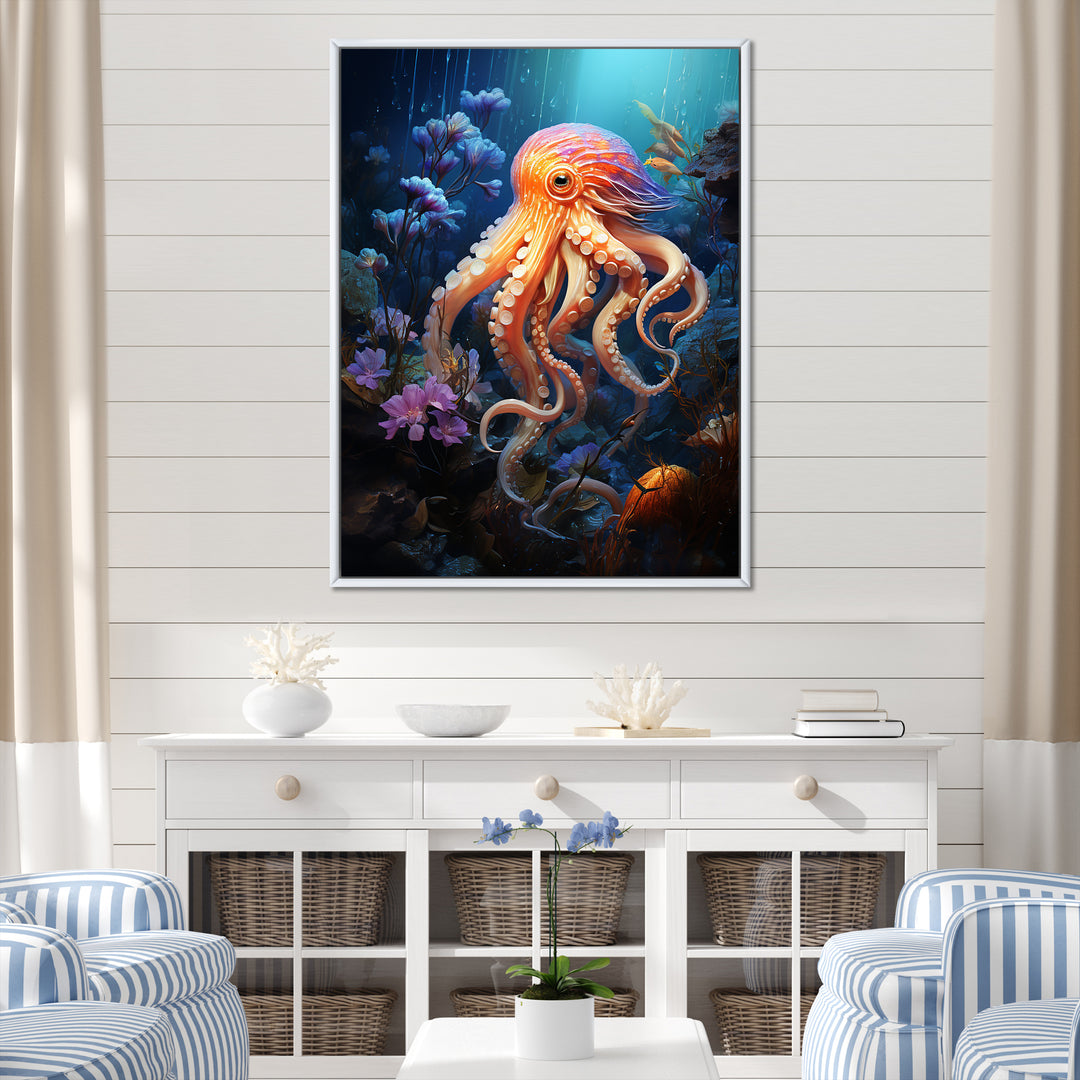 Popart Octopus Impression - Octopus Living Room Wall Art