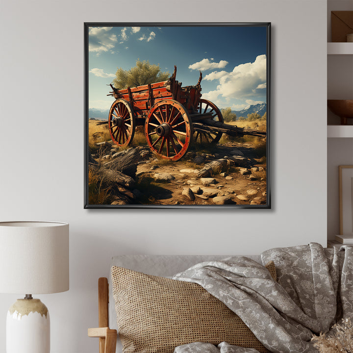Old American Cart In Usa - Old American Cart Canvas Wall Art
