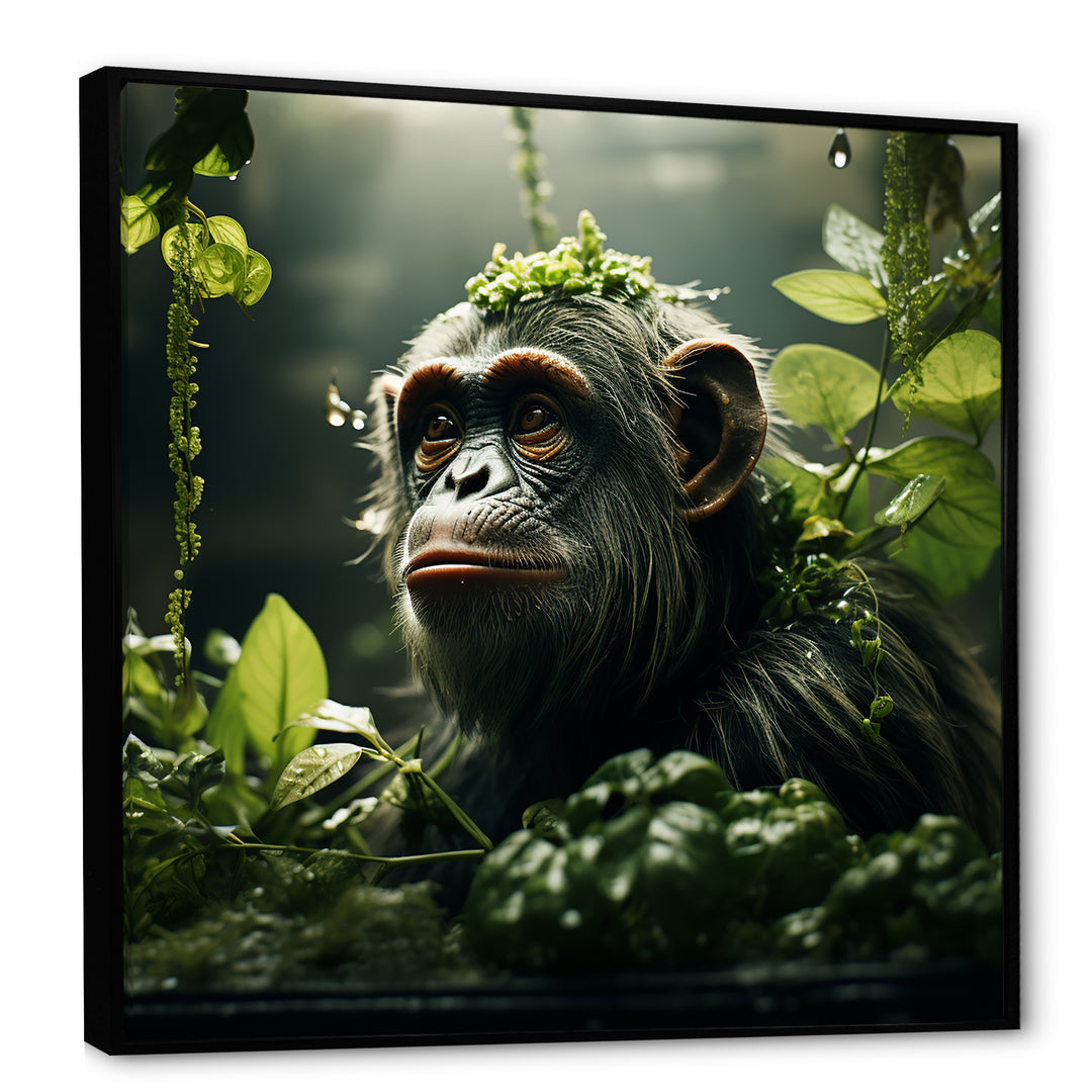 Photo Of Orangutan In Rainforest - Orangutan Framed Canvas Art