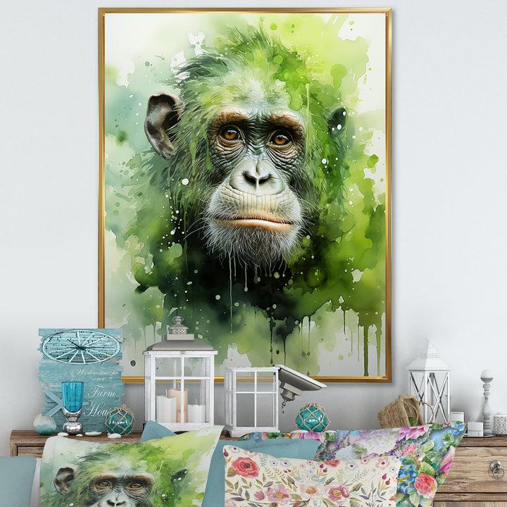 Verdant Greens Depict Orangutans= - Green Orangutan Wall Art