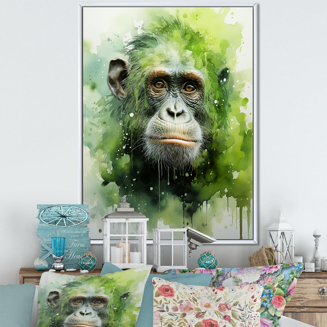 Verdant Greens Depict Orangutans= - Green Orangutan Wall Art