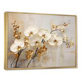 Minimalism Beige And Gold Orchids - Floral Canvas Wall Art