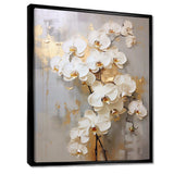 Minimalism Beige And Gold Orchids IV - Floral Canvas Wall Art