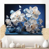 White And Blue Orchids Petals Of Serenity - Floral Canvas Wall Art