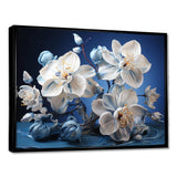 White And Blue Orchids Petals Of Serenity - Floral Canvas Wall Art