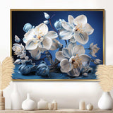 White And Blue Orchids Petals Of Serenity - Floral Canvas Wall Art