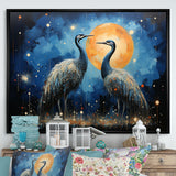 Moonlight Celestial Wanderers Ostriches - Ostriches Living Room Wall Art
