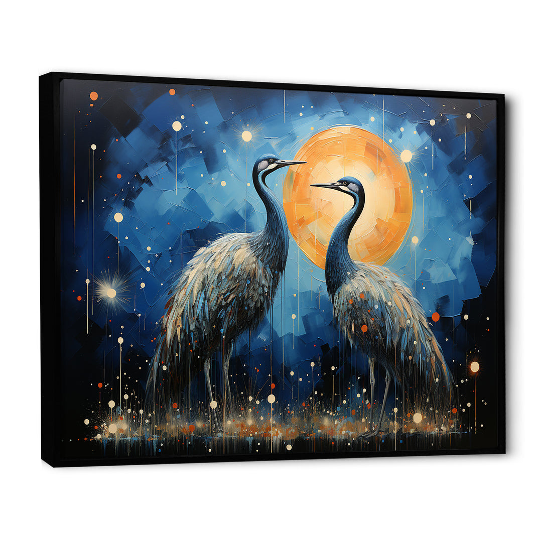 Moonlight Celestial Wanderers Ostriches - Ostriches Living Room Wall Art