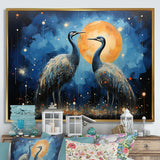 Moonlight Celestial Wanderers Ostriches - Ostriches Living Room Wall Art