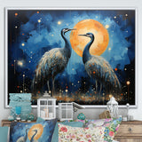 Moonlight Celestial Wanderers Ostriches - Ostriches Living Room Wall Art