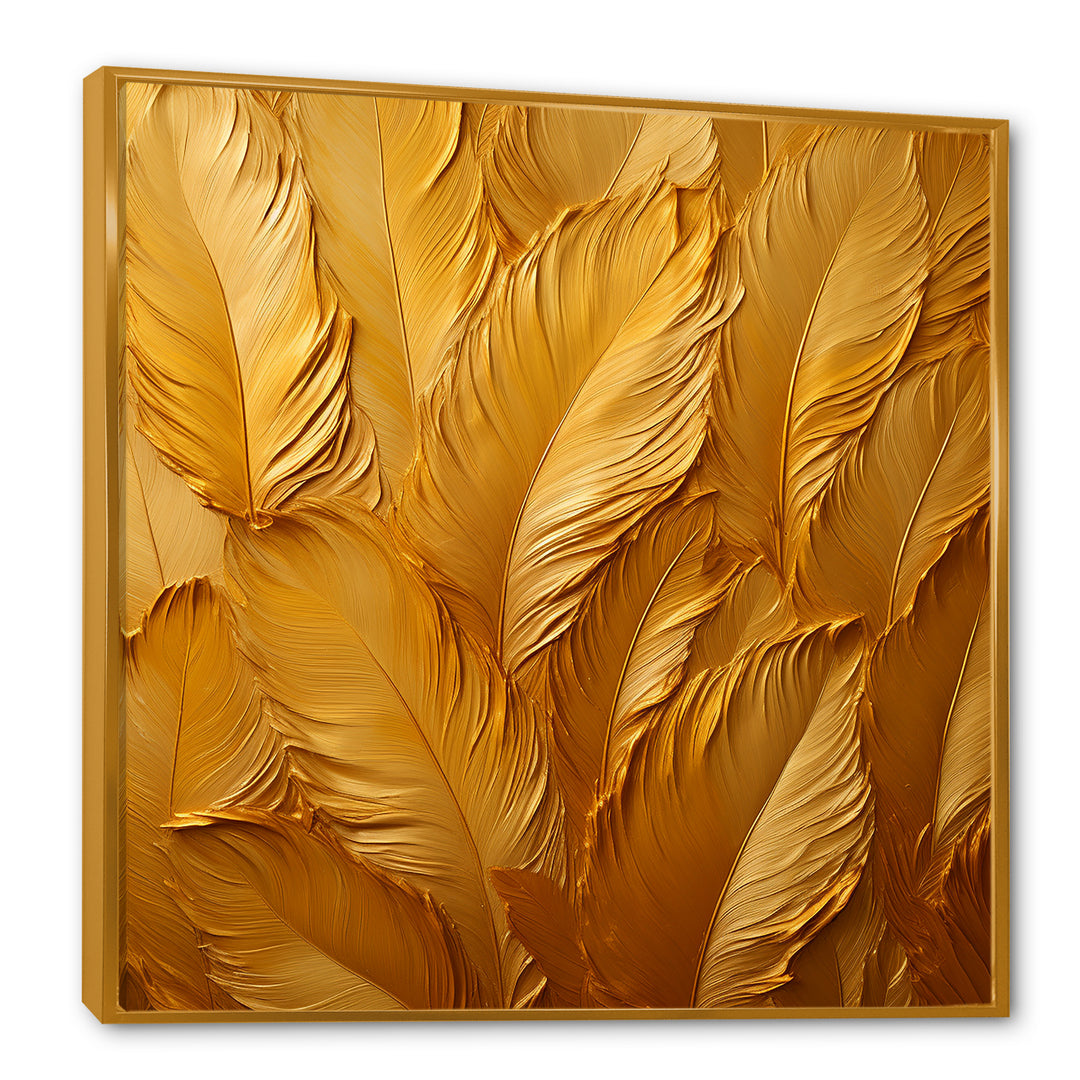 Golden Feathers - Feathers Canvas Wall Art