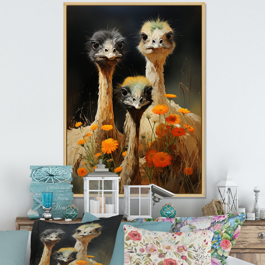 Ostriches Family Graceful Grazers - Ostriches Wall Decor