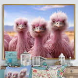 Pink Ostriches Mirage Portrait - Ostriches Wall Art Prints