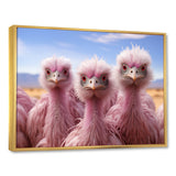 Pink Ostriches Mirage Portrait - Ostriches Wall Art Prints