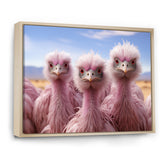 Pink Ostriches Mirage Portrait - Ostriches Wall Art Prints