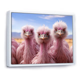 Pink Ostriches Mirage Portrait - Ostriches Wall Art Prints