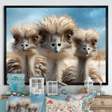 Monochrome Ostrich Mirage - Beige Ostriches Wall Art