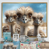 Monochrome Ostrich Mirage - Beige Ostriches Wall Art