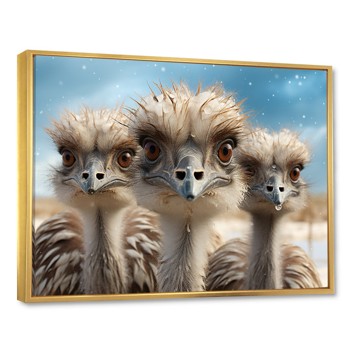 Monochrome Ostrich Mirage - Beige Ostriches Wall Art