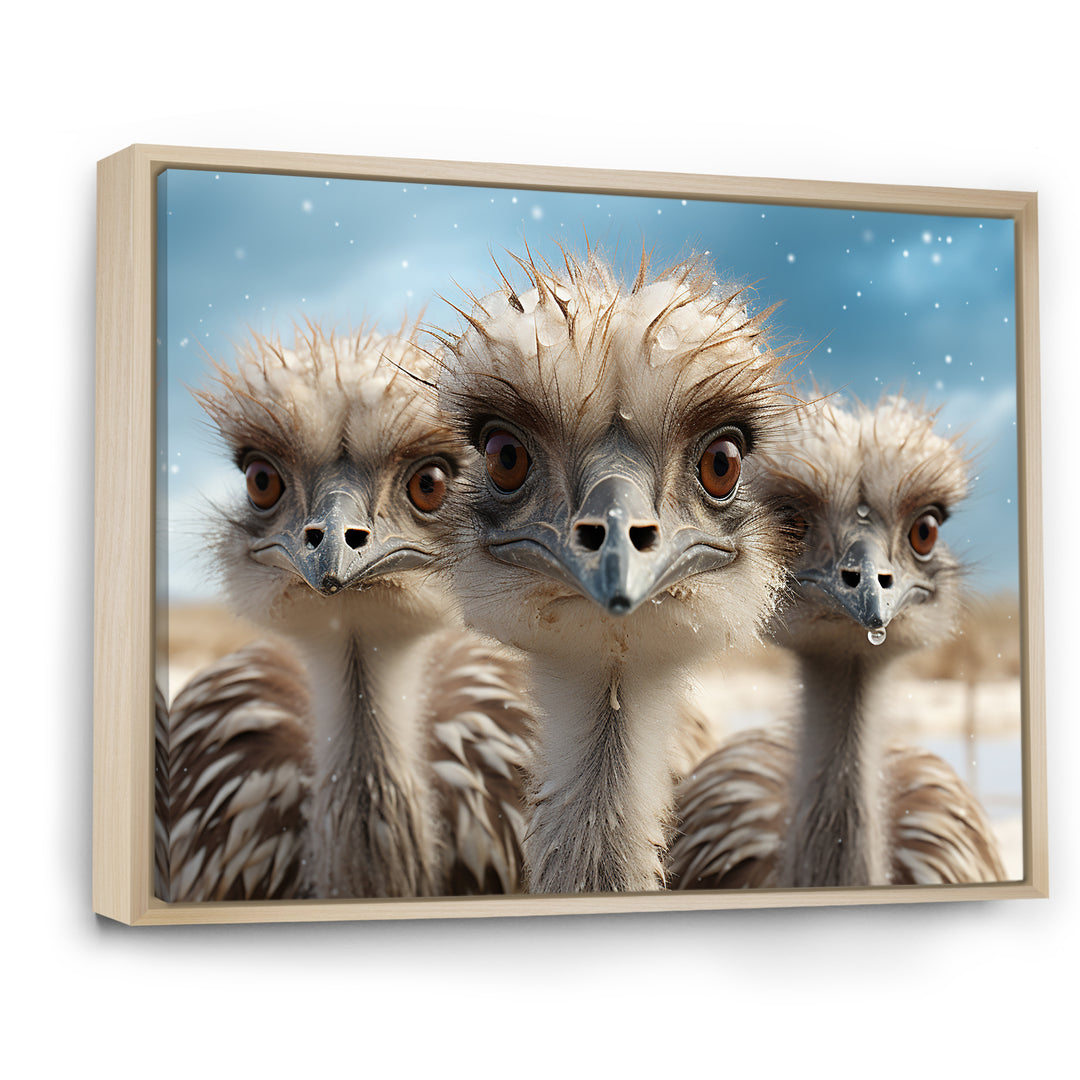Monochrome Ostrich Mirage - Beige Ostriches Wall Art