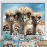 Monochrome Ostrich Mirage - Beige Ostriches Wall Art