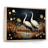 Mystic Ostriches Silhouettes By The Pond - Ostriches Framed Canvas Art
