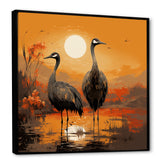 Ostriches At Dusk By The Pond - Ostriches Living Room Wall Art