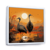 Ostriches At Dusk By The Pond - Ostriches Living Room Wall Art