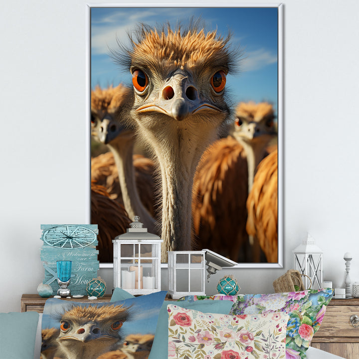 Ostrich Elysium Portrait - Ostriches Bedroom Wall Art