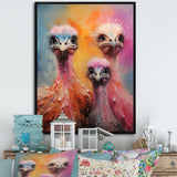 Ostrich Whimsy Portraits - Multi-Color Ostriches Wall Art