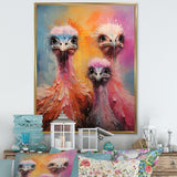 Ostrich Whimsy Portraits - Multi-Color Ostriches Wall Art