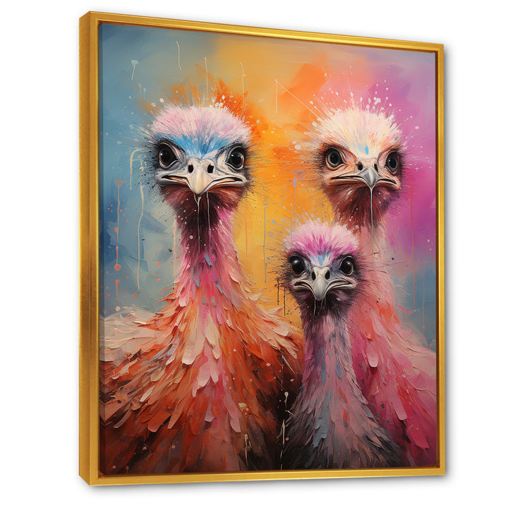 Ostrich Whimsy Portraits - Multi-Color Ostriches Wall Art