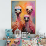 Ostrich Whimsy Portraits - Multi-Color Ostriches Wall Art