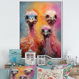 Ostrich Whimsy Portraits - Multi-Color Ostriches Wall Art