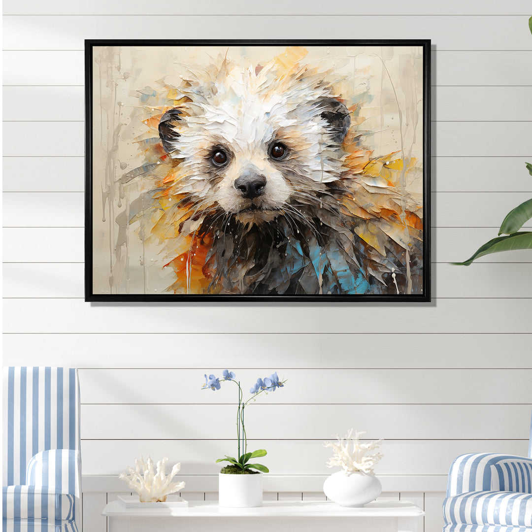 Otter Playfulness Portrait - Otter Framed Canvas Art