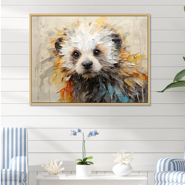 Otter Playfulness Portrait - Otter Framed Canvas Art