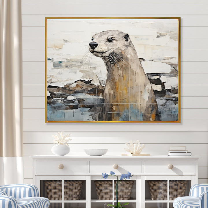 Otter Playfulness Magic - Otter Large Canvas Wall Art
