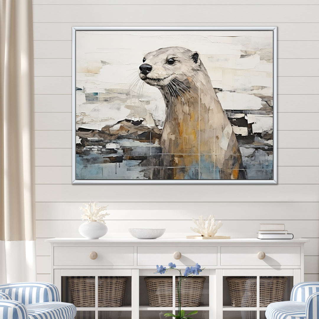 Otter Playfulness Magic - Otter Large Canvas Wall Art