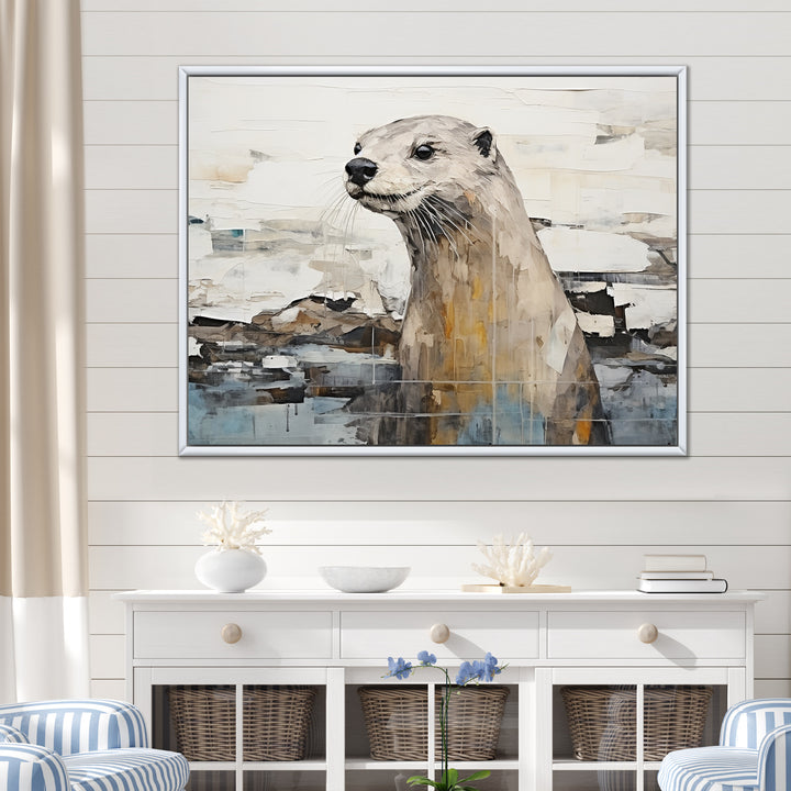 Otter Playfulness Magic - Otter Large Canvas Wall Art