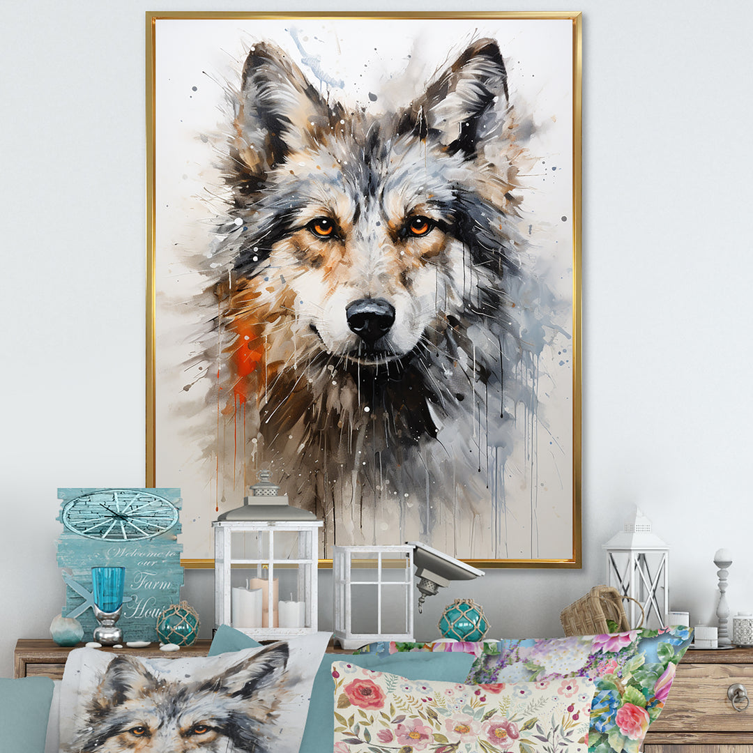 Curious Wolf Portrait - Wolf Living Room Wall Art