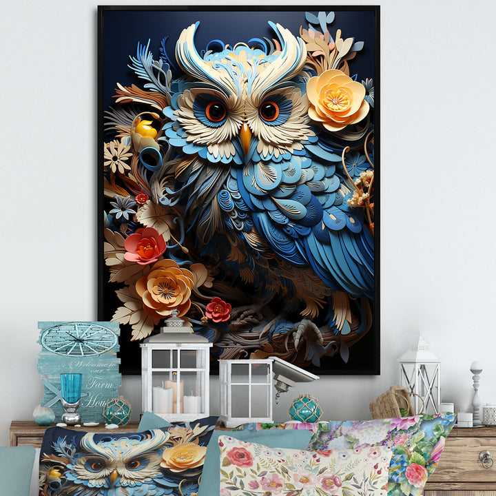 Mysterious Owl Blooms - Owl Bedroom Wall Art