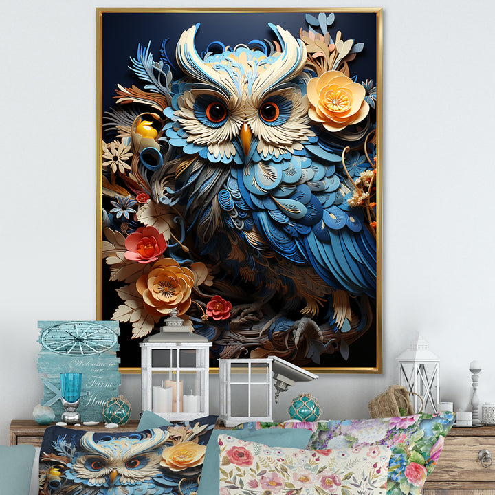 Mysterious Owl Blooms - Owl Bedroom Wall Art